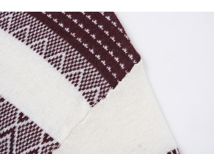 Demana 100% Merino Wool Autumn Plush Brushed Jacquard Knit Sweater with Ribbed Cuffs for Women 2