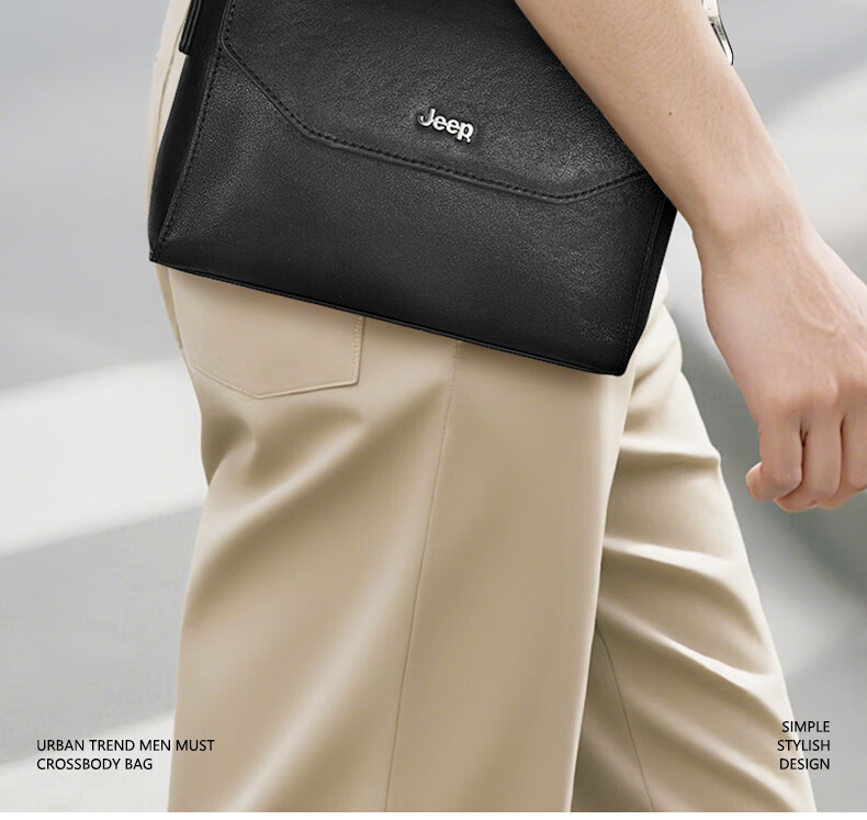 JEEP Men's Shoulder Bag Crossbody Bag Top-Grain Leather Messenger Bag Commuter Travel Chest Bag Birthday Gift 2