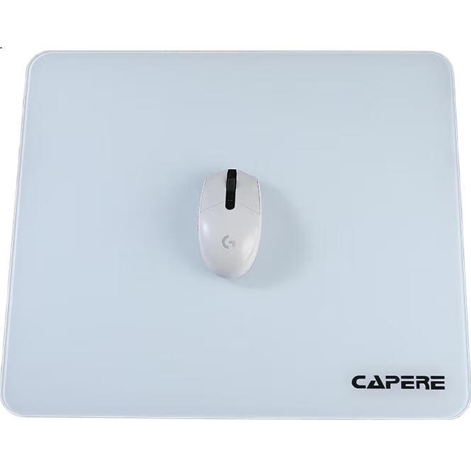 Игровой стеклянный коврик для мыши CAPERE, водонепроницаемый, противоэрозионный, толстый, с нескользящей основой из ПУ, размер 450x400x6 мм, цвет "Яркая луна белая"