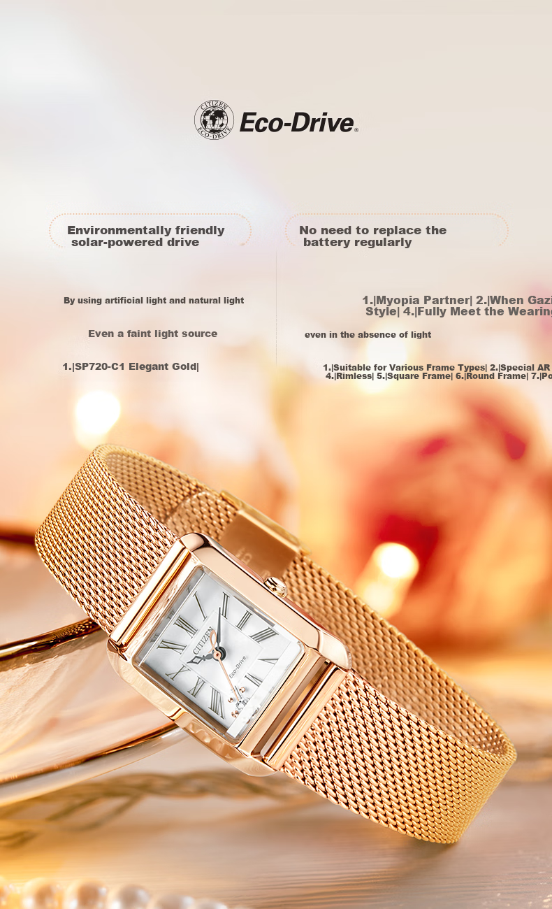 CITIZEN Watch for Women, Japanese And Korean Style L Series Eco-Drive Square Dial Steel Strap Fashion Gift for Girlfriend EW5593-81D 4