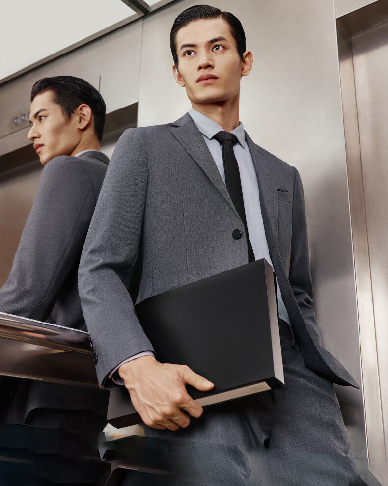 Goldlion [Ziyoux] Spring And Summer Men's Dress Pants, Machine Washable, Wool, Easy-Care Formal Trousers, Gray, Size 34 7