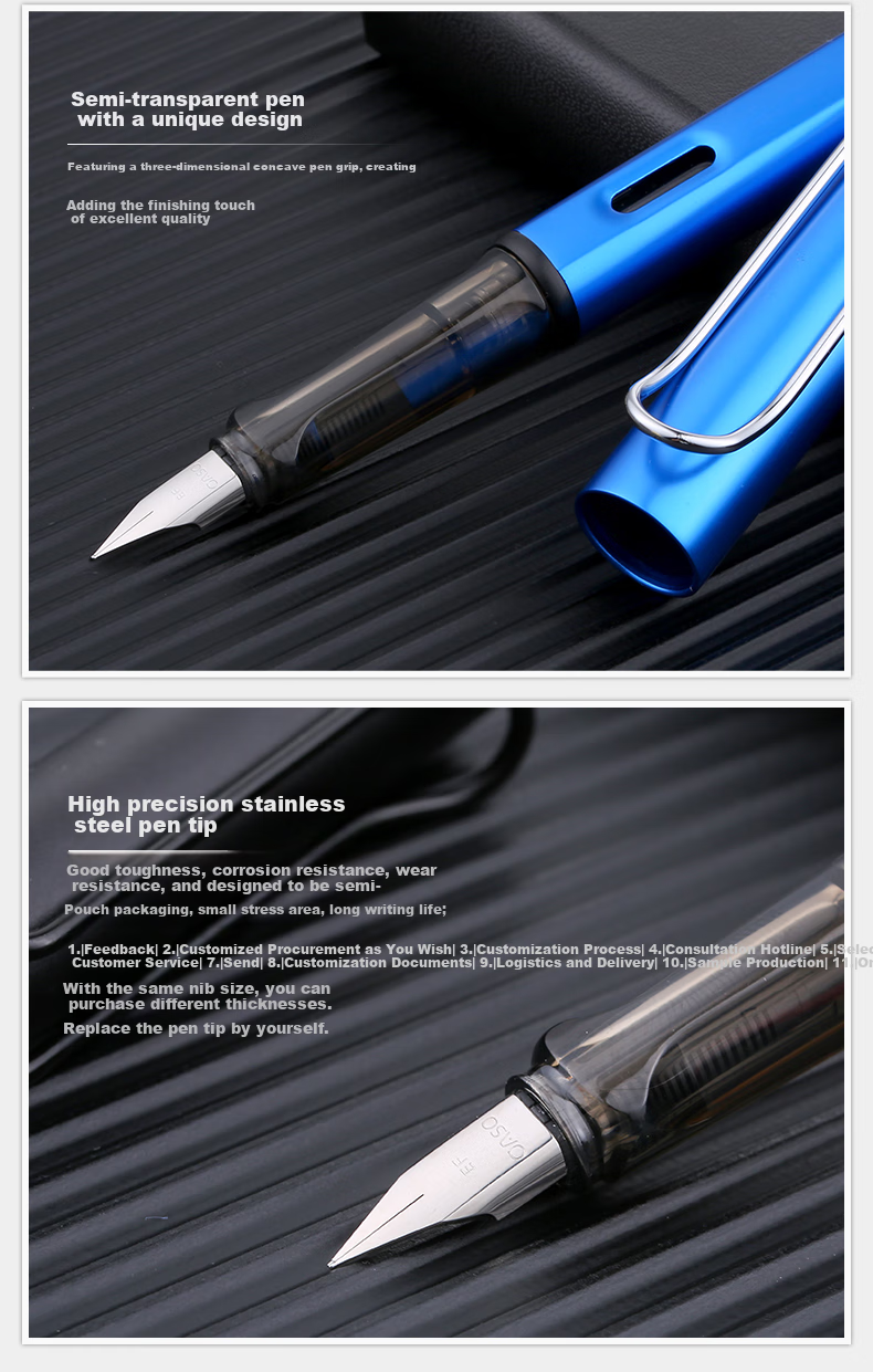 [New Year Gift] OASO Fountain Pen Gift, Cherry Blossom Pink Dual Nib Gift Box Set, 0.38mm And 0.5mm Nib, Business Office Student Gift 5