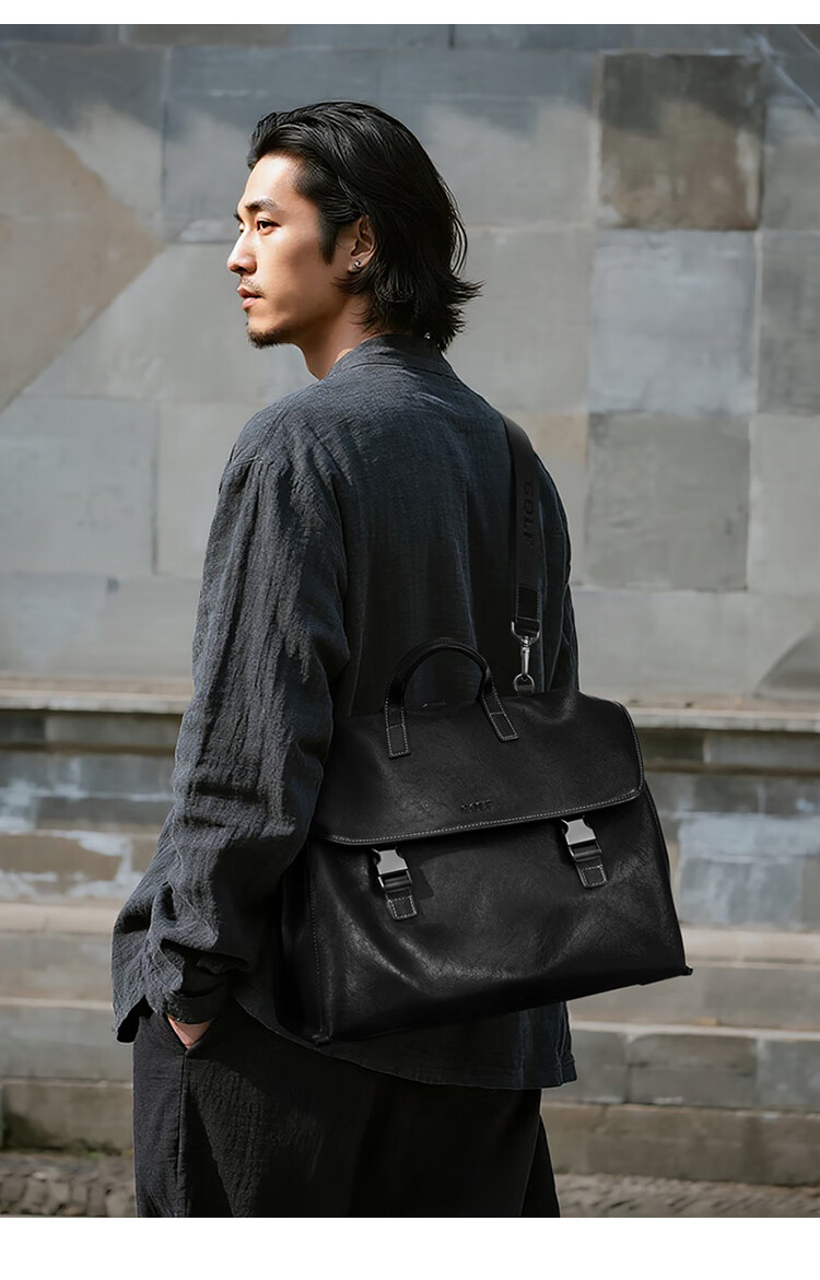 GOLF Business Briefcase Men's Soft Leather 14-inch Laptop Bag Multifunctional Shoulder Crossbody Backpack 5