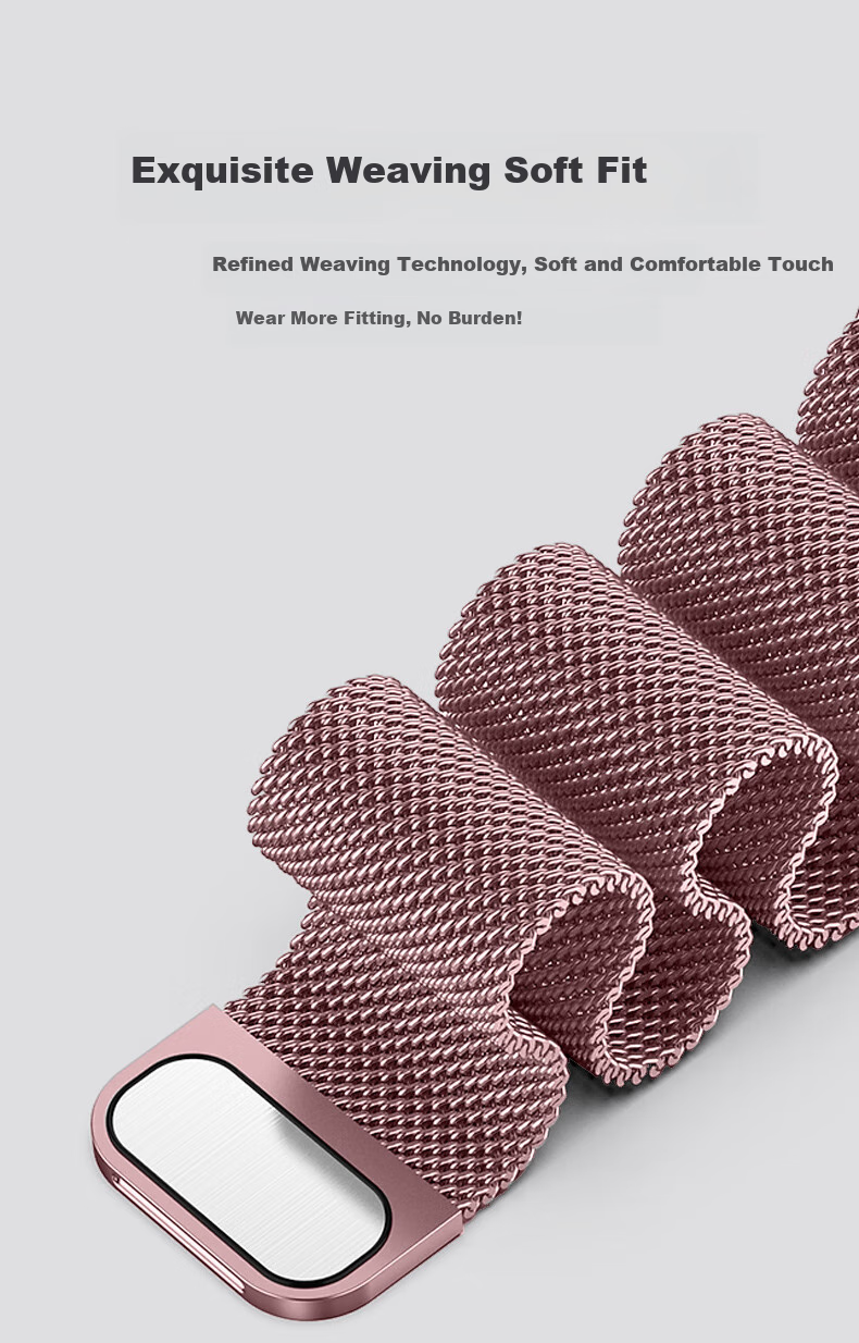 Freeson Compatible with Apple Watch Bands for Apple Watch SE/SE2/SE3/S10/S11/9/8/7 Milanese Loop Magnetic Buckle Strap 38/40/41mm - Pink 4