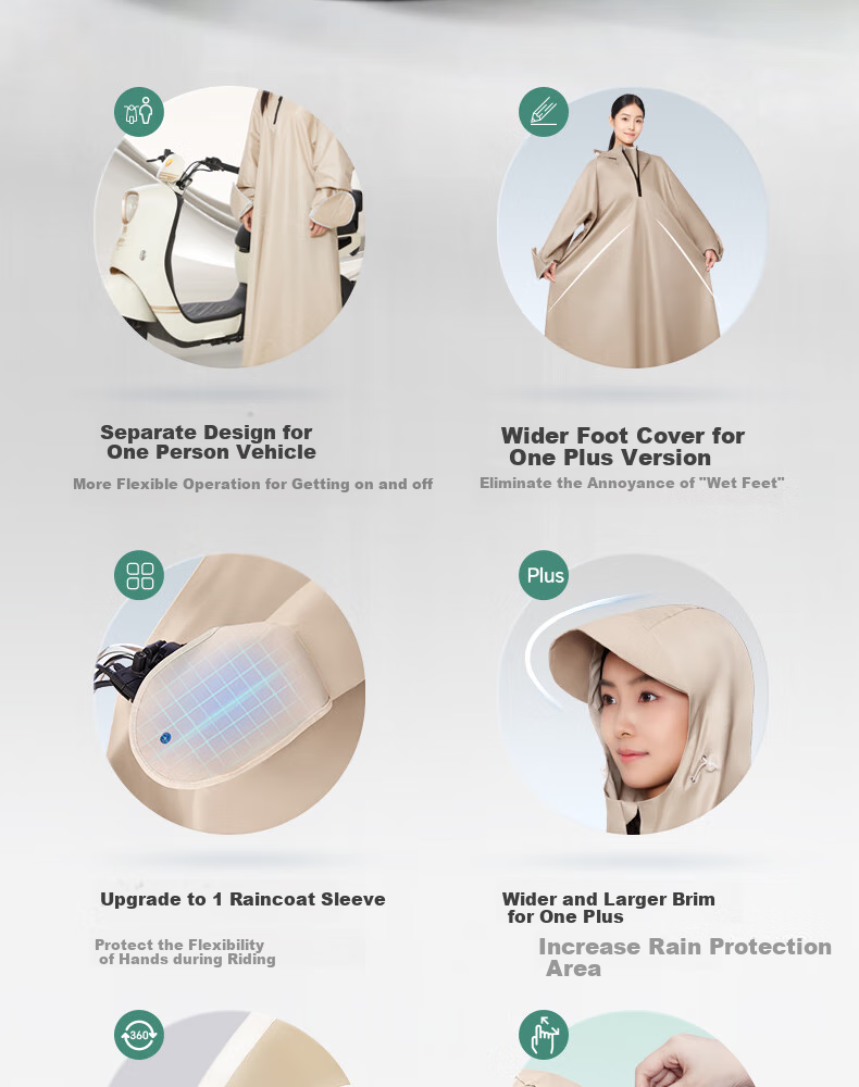 Yadi Electric Bicycle Raincoat Poncho for Men And Women, Adult Cycling Scooter Thick Long Style with Reflective Strips Single-Person Rain Poncho 2