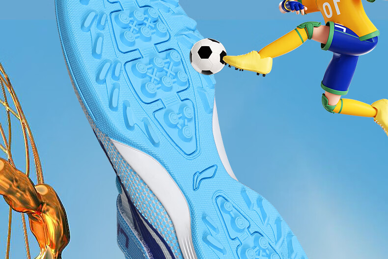 Li-Ning Children's Soccer Cleats for Boys And Girls Ages 6-12, TF Turf Studs Youth Professional Cleats, Breathable Summer Quick Shadow 3, Blue, Size 40 8