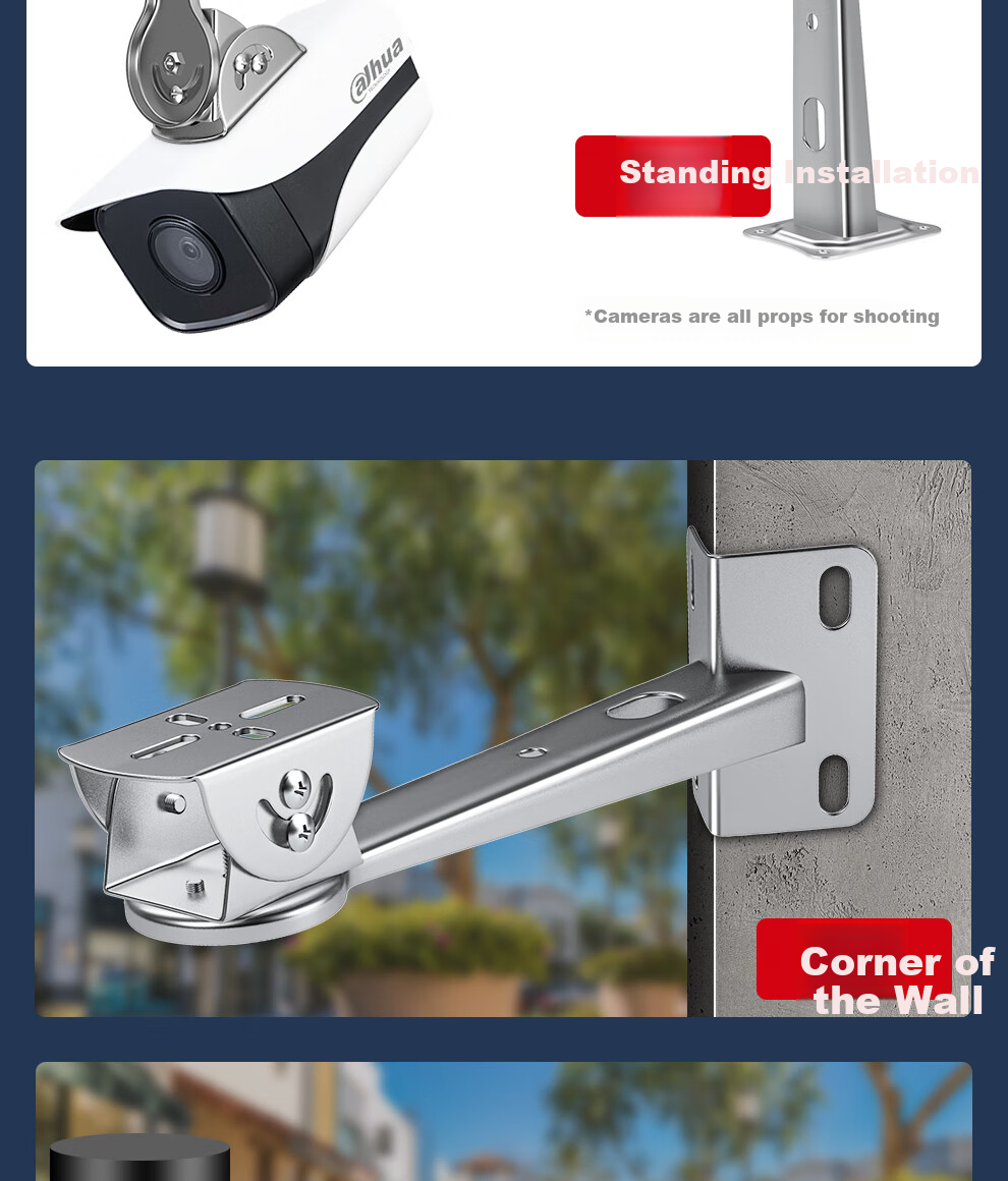COMPCCTV 304 Stainless Steel Surveillance Bracket, Wall-Mounted Camera Mount, Explosion-Proof Thickened Universal Corner Bracket, Installation Duck-Bill Bracket for Outdoor Use 7
