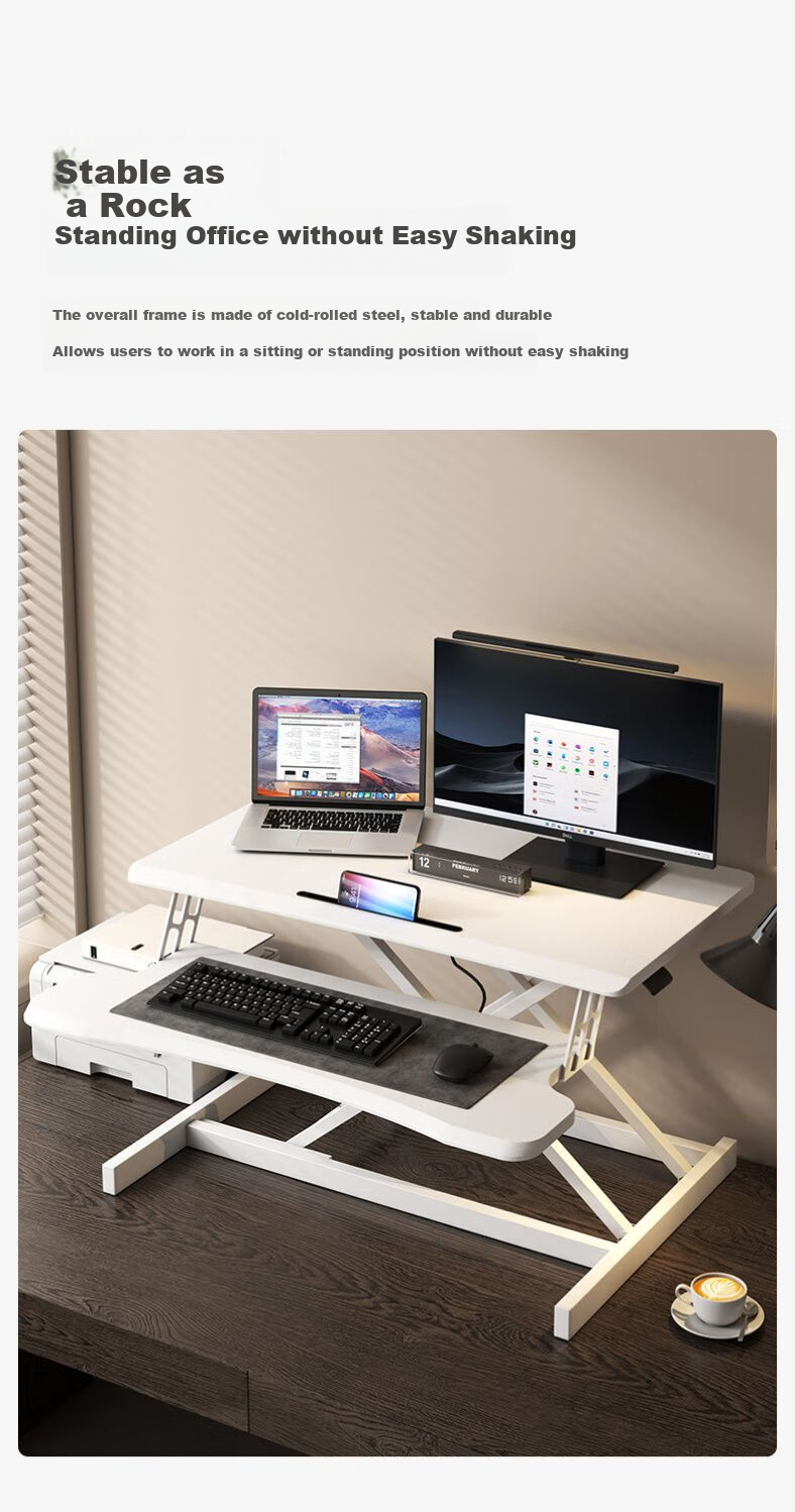 Gupujia Height Adjustable Computer Desk, Office Standing Desk with Lift Mechanism, Adjustable Workstation, Standing Desk with Lift 10