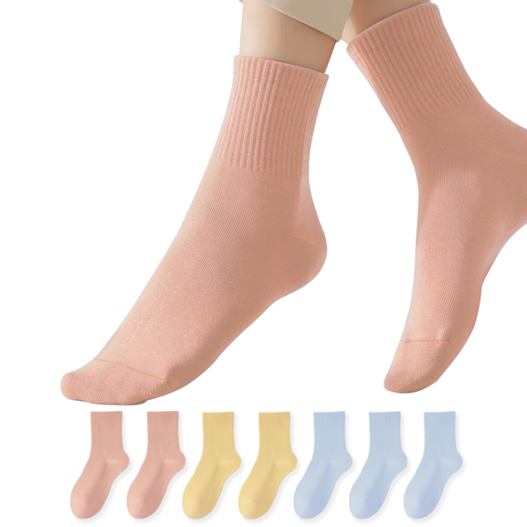 NOLANSEND [Comfortable Cotton Socks] Disposable Socks, 7A Antibacterial Cotton Socks, 7 Pairs Daily Disposable Mid-Calf Socks, Sweat-Absorbing Travel Daily Disposable Socks