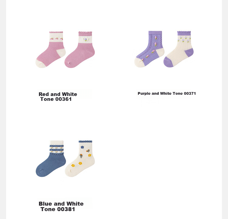 Minibala Winter New Girls' Cotton Stretch Breathable Floral Socks, Baby Warm Socks [2 Pairs] 4