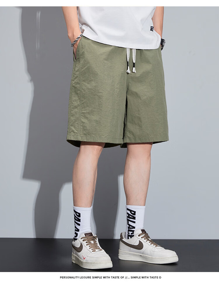 JEEP SPIRIT Men's Shorts, Summer Ice Silk Thin Mid-Length Pants, High-End Casual Five-Point Shorts, American-Style Sports Quick-Dry Pants 13
