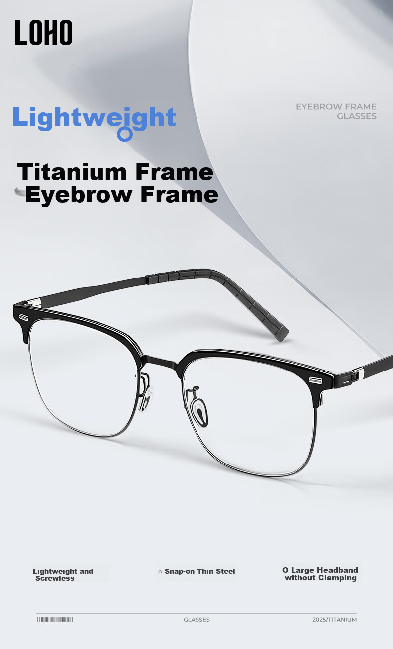 ZEISS Thin Steel Series | Ultra-Light Semi-Rimless Business Eyeglasses for Men, Professional Anti-Blue Light And Anti-Radiation, Compatible with ZEISS Lenses 1