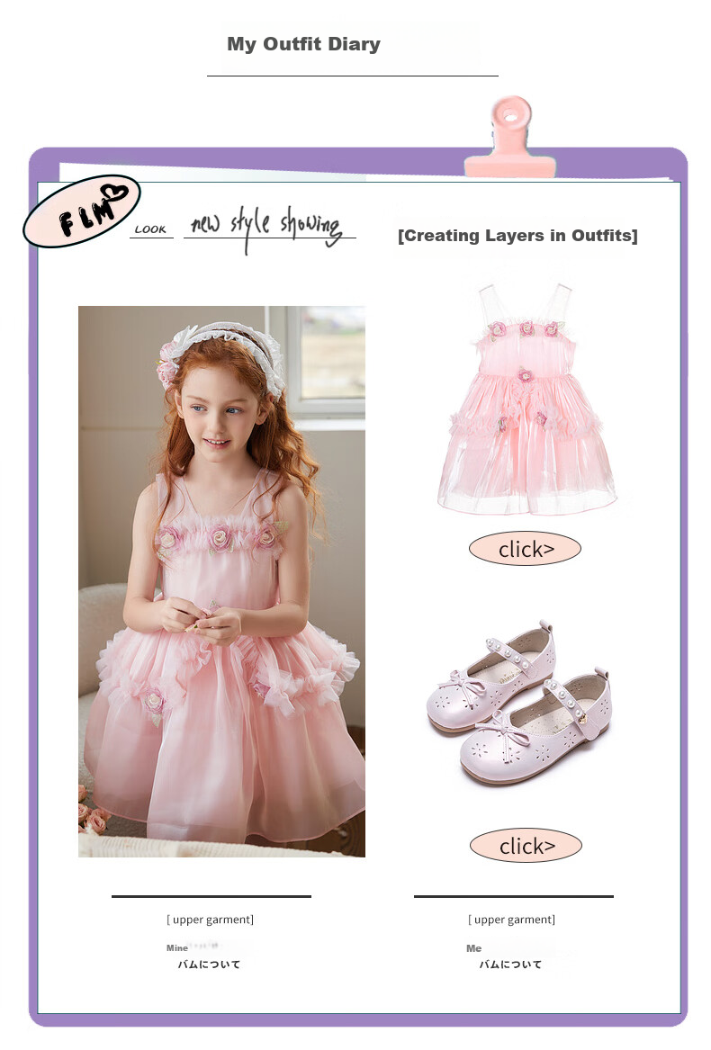 Follow Me Girls' Sleeveless Dress, Summer New Style Sweet Floral Princess Dress, Children's Formal Dress Tulle Skirt, Pink, Size 160 2
