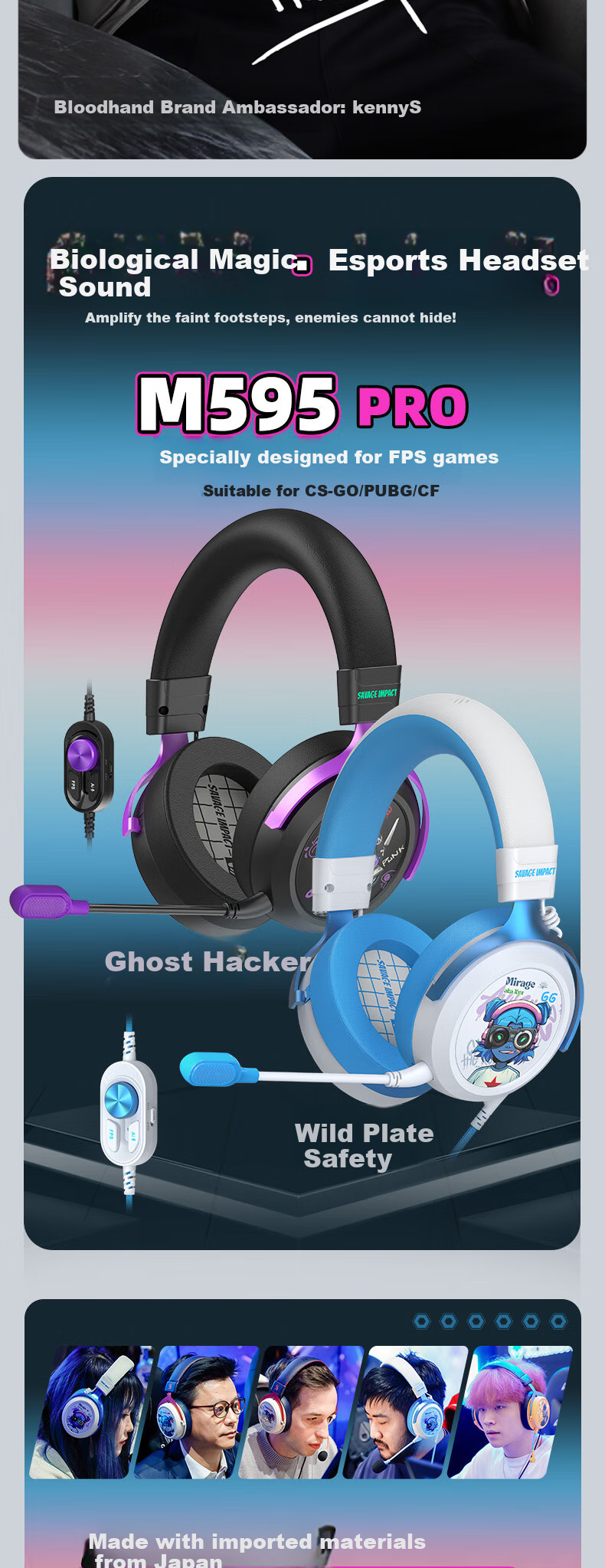A4TECH Wild Tribe M595PRO Wired Gaming Headset Over-Ear Blood Hand Phantom 7.1 PUBG Essential CS Delta Force Valorant E-Sports Headset Phantom Hacker 2