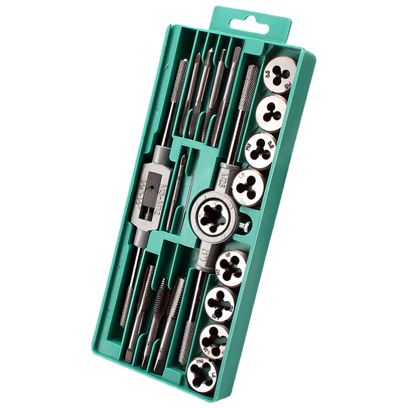Bohuida 20-Piece Tap and Die Set Manual Threading Wrench Screw Repair Tool