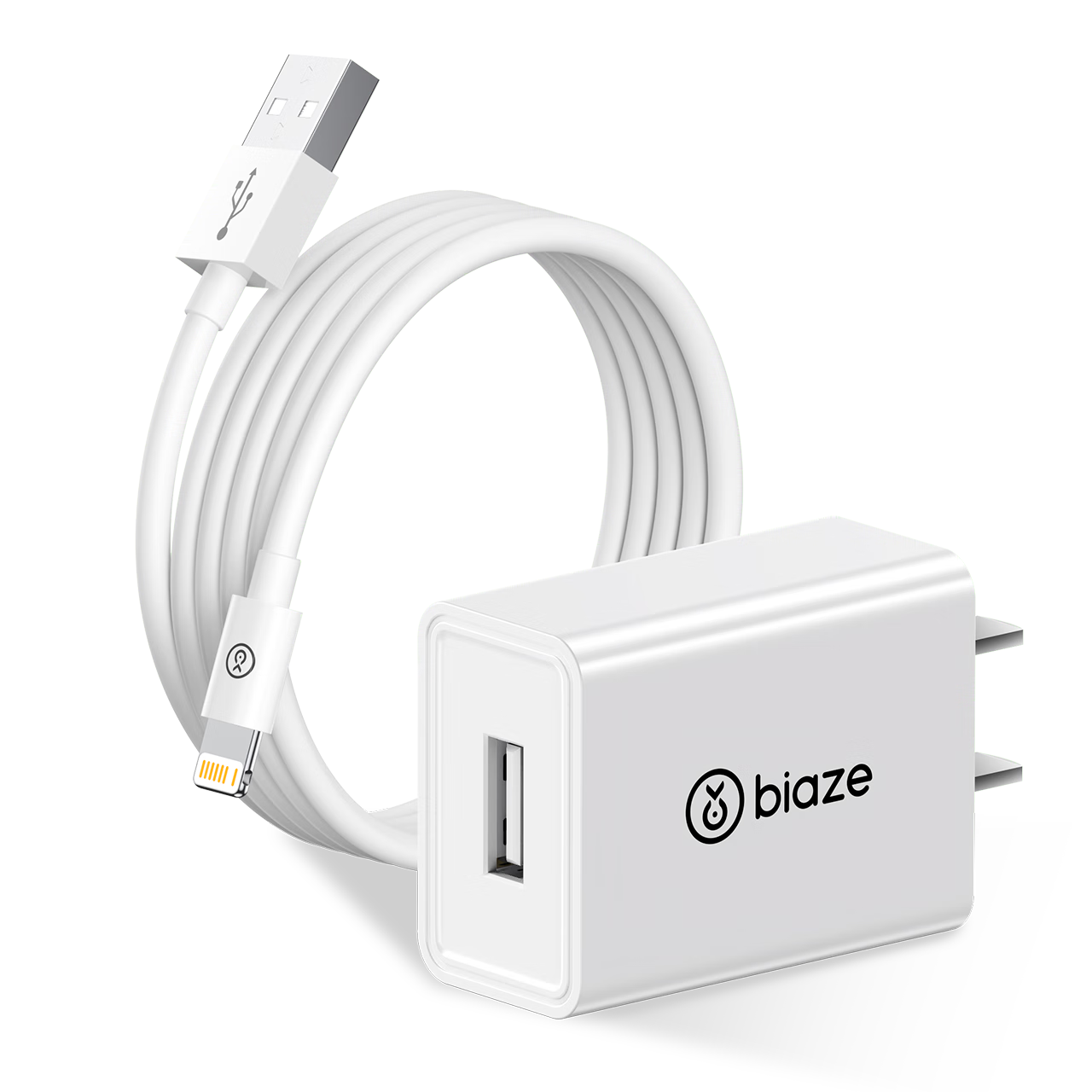 BIAZE USB Fast Charging 5V/2A Charger Head And Data Cable Set, Compatible with Apple IPhone 14 Pro Max/13/12/xs/xr/11/8 PLUS, IPad Air, Pods Tablet