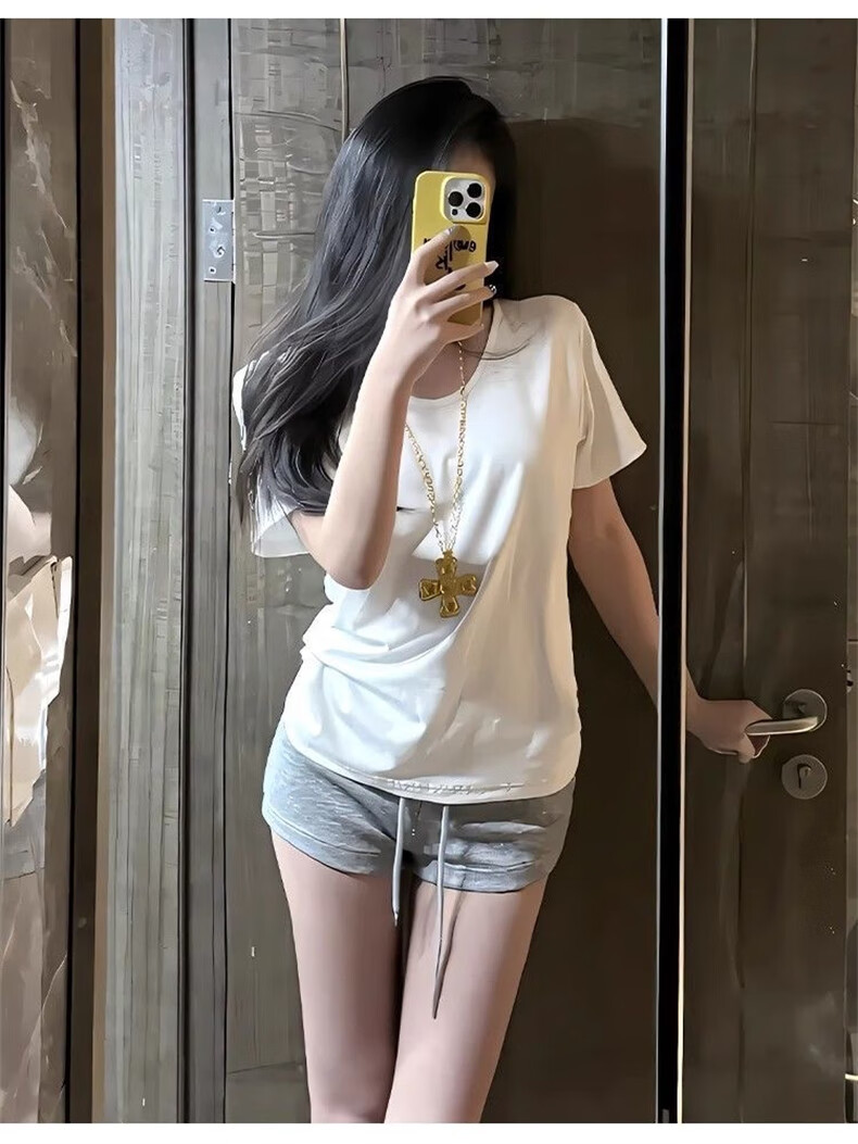 Langsha Women's Sports Shorts 2026 New American Slimming Three-Quarter Casual Drawstring High-Waist A-Line Hot Pants 11