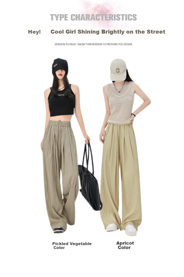 LangSha Women's Pants, Spring And Autumn Thin Style, Slimming Draping Straight Wide-Leg, Casual Loose Linen Floor-Length Loungewear 5