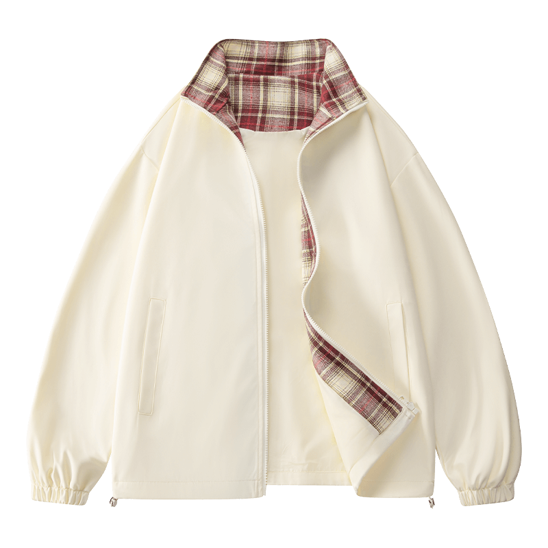 NASA GISS Men's Jacket, Trendy Spring And Autumn Korean Style, Youth Stand-Collar Loose Casual Windproof Warm Coat for Men, Apricot Color, Size L