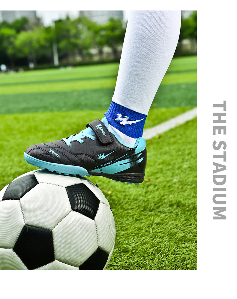 Shuangxing Kids Soccer Shoes Youth TF Turf Cleats Velcro Training Shoes Boys Girls Grass Football Sneakers Student Match Shoes 11