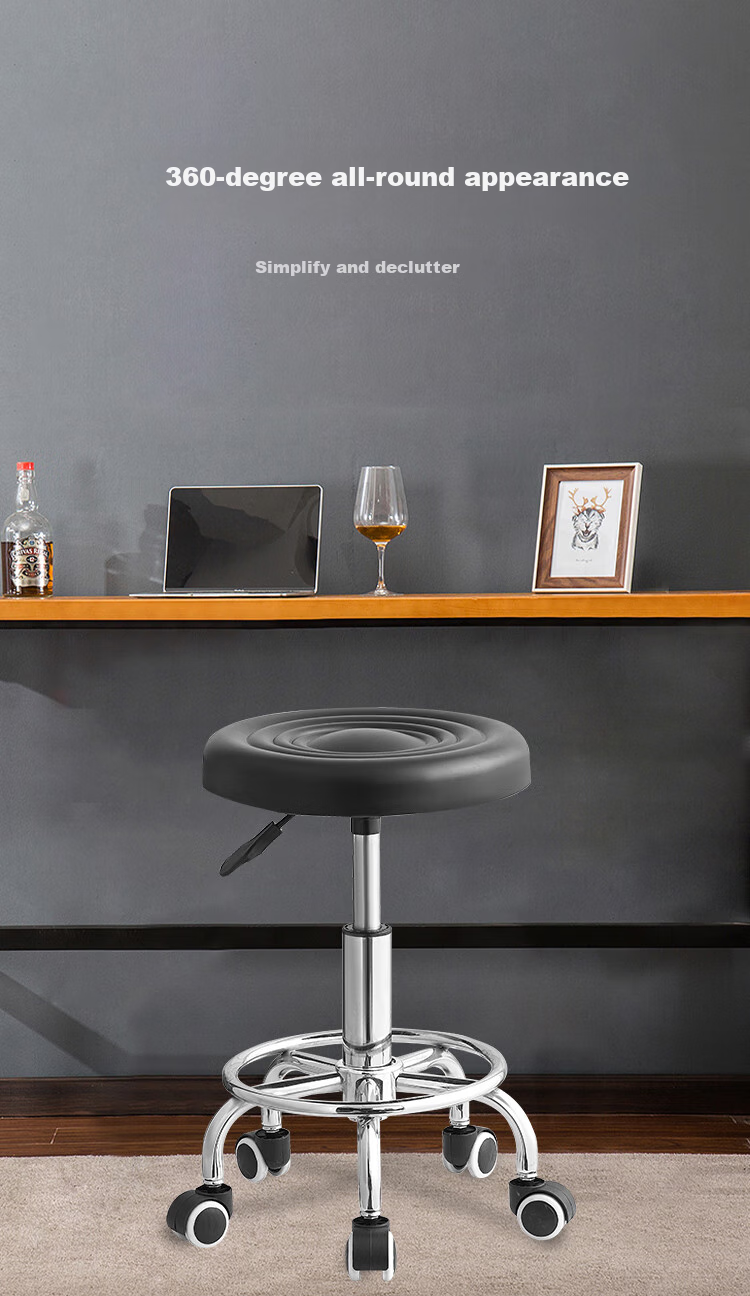Yiman Bar Stool, Office And Home Use, Height Adjustable, Swivel, Omnidirectional Wheels, Casters 5