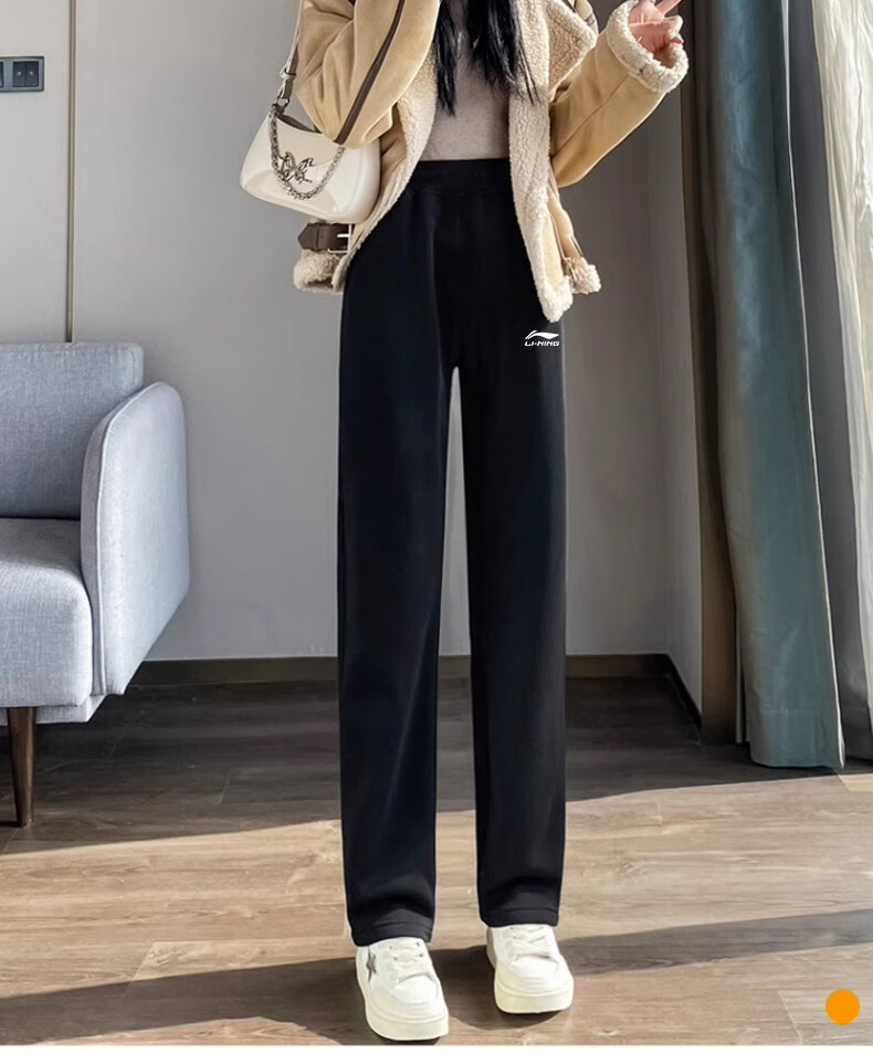 LI-NING Women's Breathable Comfortable Sports Sweatpants Slim Fit Casual Outdoor Fitness Classic Straight Leg Trousers 4