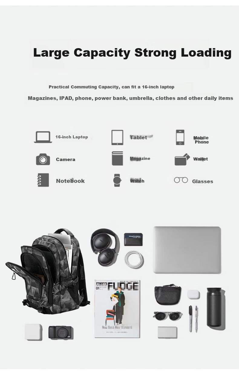 Edison Backpack for Men, Large Capacity Travel Backpack, Water-Resistant Schoolbag for Middle School, High School And College Students K053-7G 3