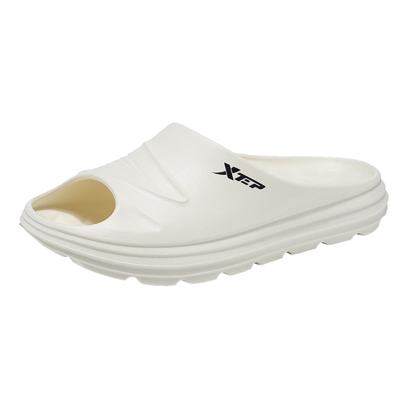 XTEP Men's Slippers, Single-Strap Sandals, Outdoor Shoes for Men, Couples' Summer Sports Slippers, A460 White, Size 40-41
