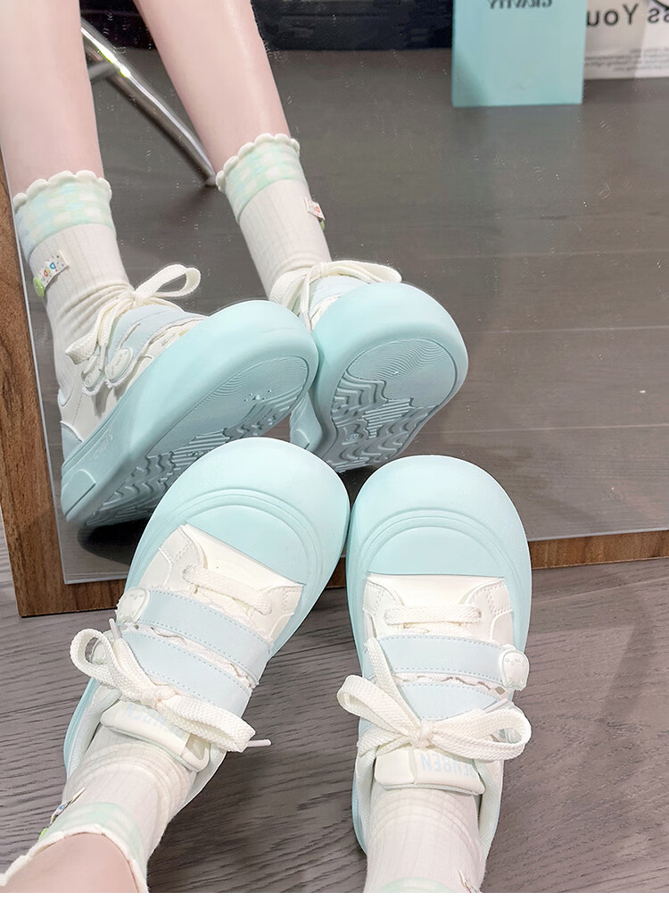 RENBEN Cute Velcro White Sneakers for Women, Popular Chunky Shoes, Versatile Canvas Shoes, White (Leather Surface), Size 40 43