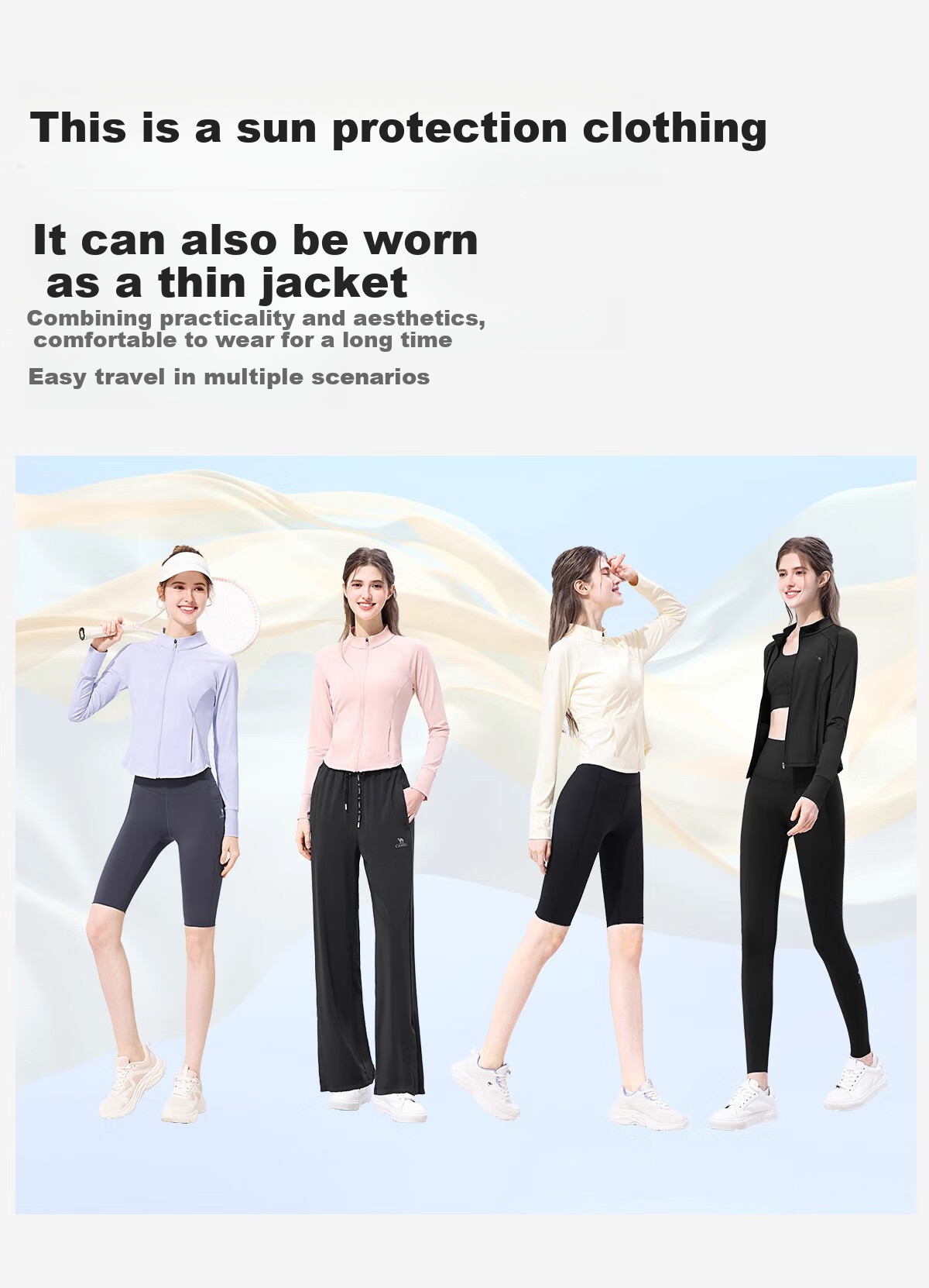 CAMEL Yoga Jacket Slim Fit Sun Protection Clothing Spring Sports Jacket Quick-Dry Top Running Breathable UV Protection for Women M 14