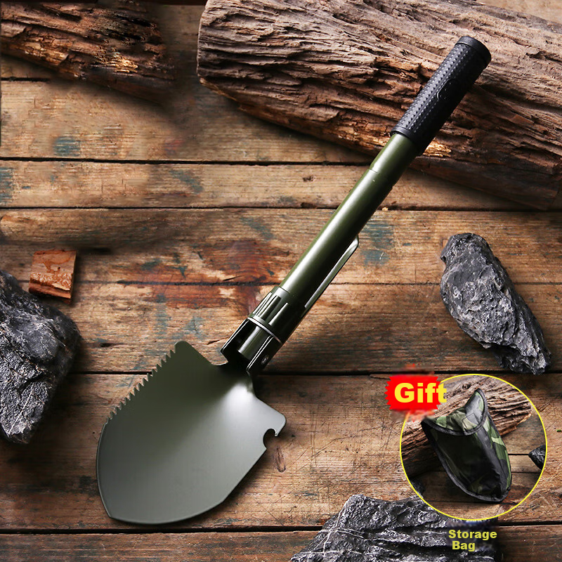 Xingyuelan Folding Shovel, Outdoor Compact Iron Spade, Self-Driving Camping Car Tool, Vehicle-Mounted Self-Defense