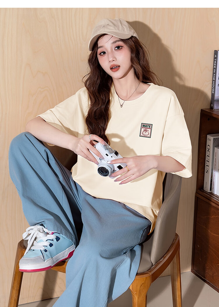 TonLion 2025 Summer Women's Snoopy Collaboration Mid-Length Short Sleeve T-Shirt 10