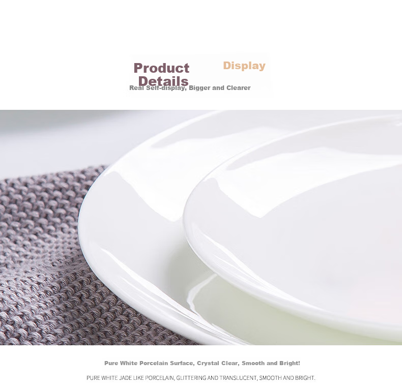 Wanxiang Pure White Underglaze Ceramic Plates And Dishes Set of 6, Round Home Dining Plates, Simple Western-Style Plates, Approximately 8 Inches, Shallow Plates, Six Pieces 12