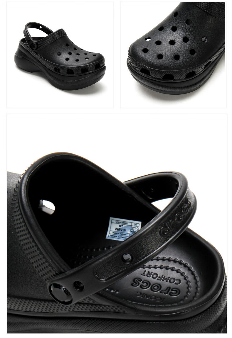 CROCS Women's Retro Small Whale Perforated Shoes, Casual Outdoor Wear, Thick-Soled Closed-Toe Sandals, 206302-2Y2, Size 39-40 5
