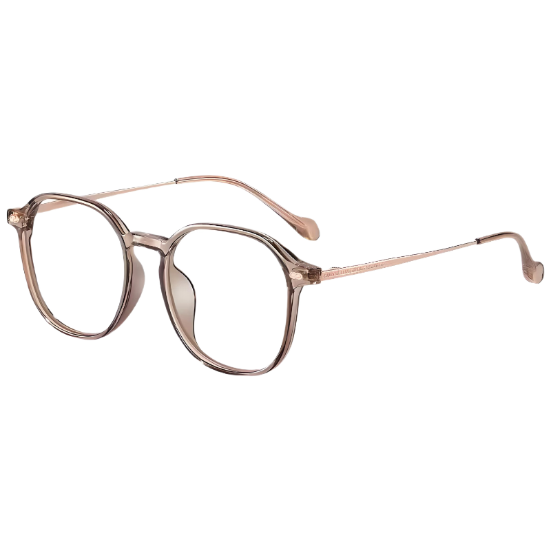 Boshide Blue Light Blocking Glasses, Lightweight Large Frame Korean Style for Women, Anti-Myopia, Skin Brightening Effect, Cold Tea Color, 100 Degree Lens