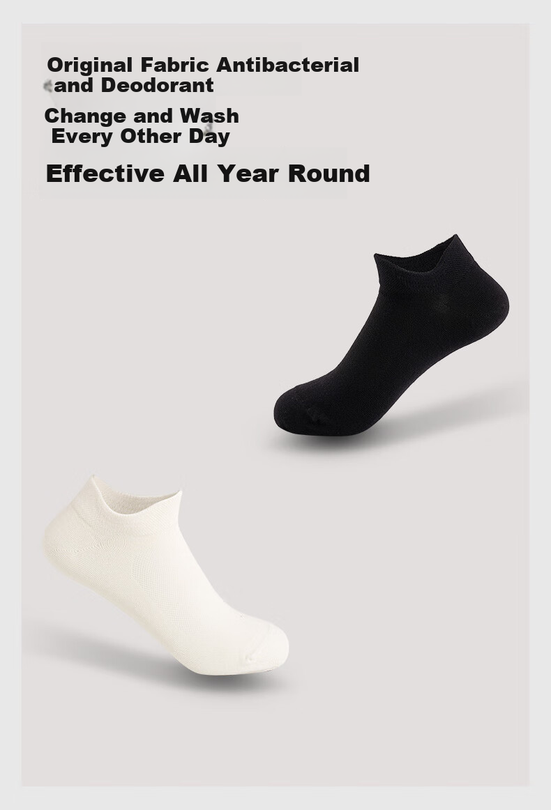 HeyBetter Adult Deodorizing Socks, Mid-Calf Length, Antibacterial, Odor-Resistant, Breathable, 5 Pairs, Milk (White), One Size Fits All (M) 6