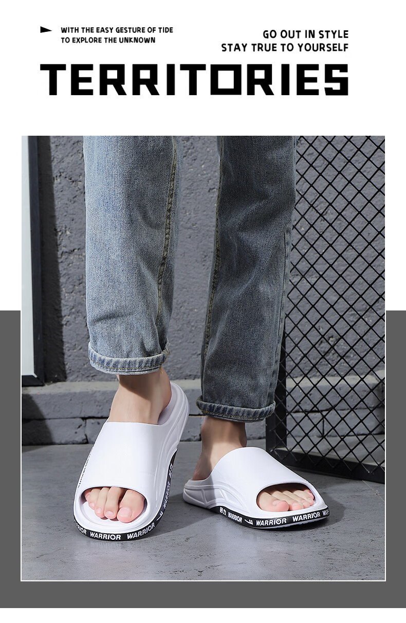 Warrior Men's Non-Slip Deodorizing Sandals, Comfortable Summer Outdoor Indoor Home Bathroom Slippers 3B22 White And Black 44-45 1