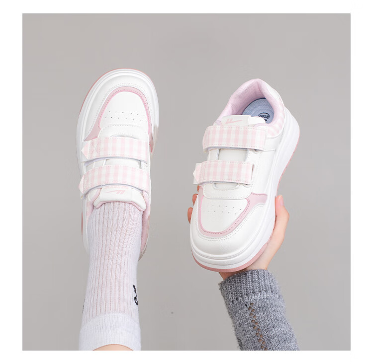 Warrior Women's Thick Sole Easy Velcro Shoes Spring Autumn Casual Sneakers Student Sports Shoes Beige Blue Size 36 9