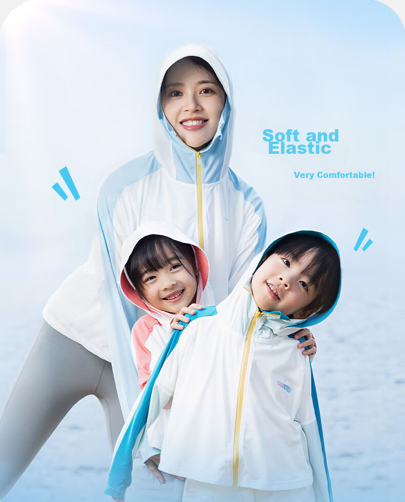 SHUKIKU Children's Sun Protection Clothing, UV-Resistant, Original Yarn Ice-Cool Breathable, Boys And Girls Cape Sun Protection Garment, Blue, 120/60 30