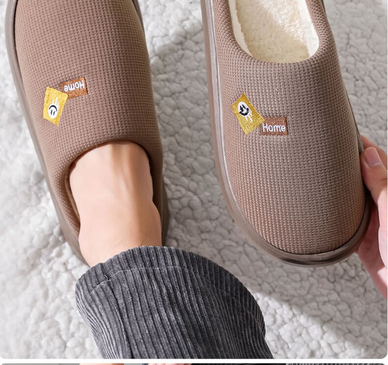 Huamei Jianbu Solid Color Half-Cover Cotton Slippers Unisex Warm Fleece Indoor Outdoor Cotton Slippers HM2506 Red Size 38-39 20