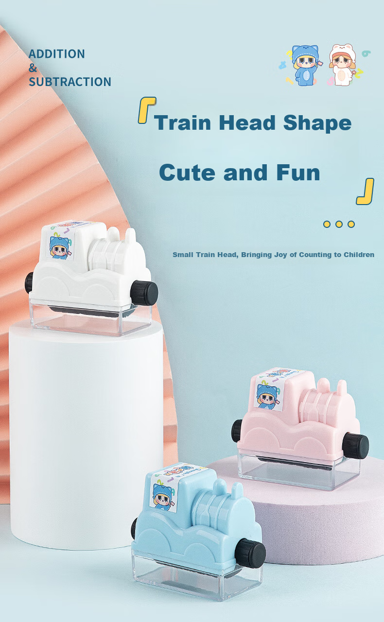 GuangBo Train Head Children's Math Addition And Subtraction Arithmetic Problem Roller Stamp, Elementary School Students' Mental Calculation Random Questions, Quick Memorization Arithmetic Fill-In W69004 2