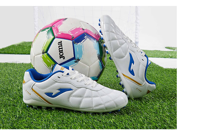 JOMA Kids Soccer Shoes MG Short Studs 2025 New Professional Football Match Training Shoes Light Blue/Dark Blue Size 39 5