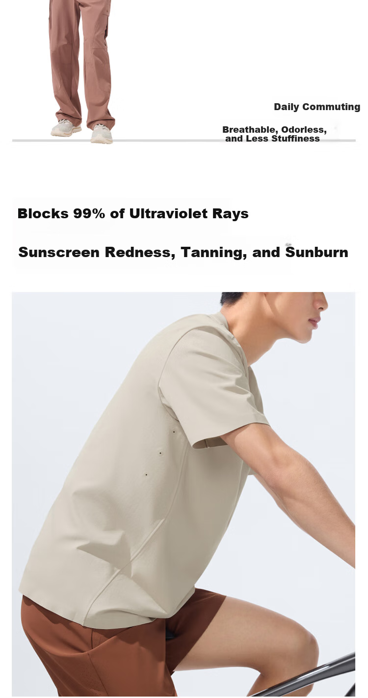 Beneunder Men's Short-Sleeve Summer Outdoor Breathable Sports T-Shirt, Sweat-Resistant Multi-Functional Round Neck T-Shirt DR618 18