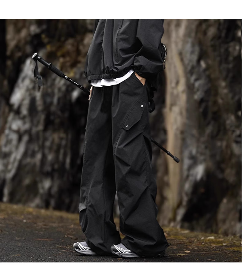 Dingfengbaoluo American-Style Outdoor Paratrooper Cargo Pants for Men, Loose-Fitting Casual Wrinkle Design Long Trousers for Summer, XP01 Beige 2XL 14