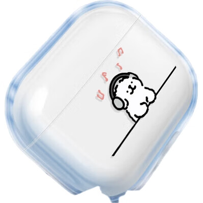 Чехол для наушников Yingkaida "Music Puppy" для AirPods 4, силиконовый, противоударный, прозрачный, с брелоком