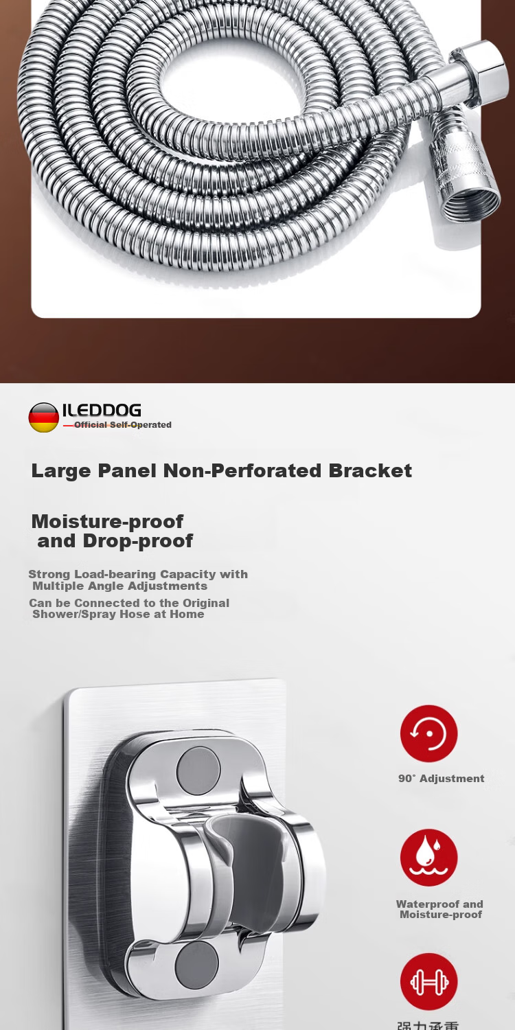 ILeddog [Germany] Large Panel Three-Mode Powerful Pressure-Boosting Shower Head Bathroom Handheld Shower Set HL-005 12