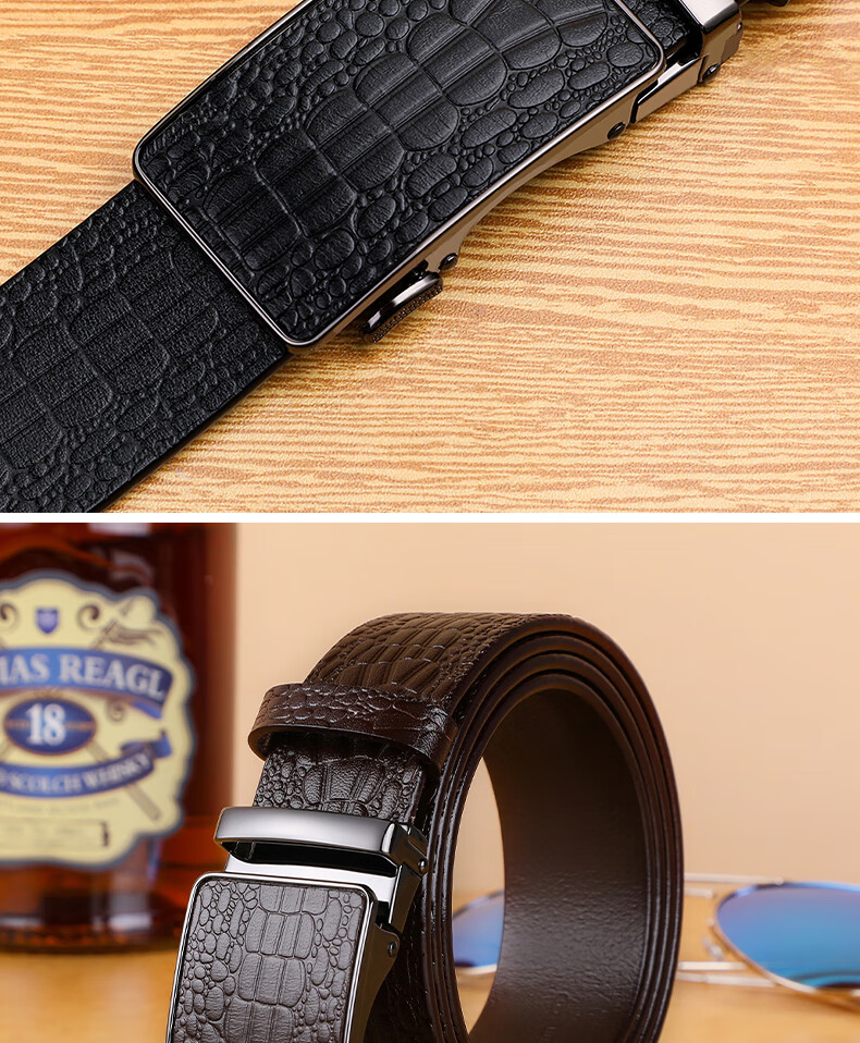 Viney Men's Belt, Top-Grain Leather, No Buckle, Automatic Waistband, Birthday Gift for Boyfriend, Husband, Father, Or Dad 6