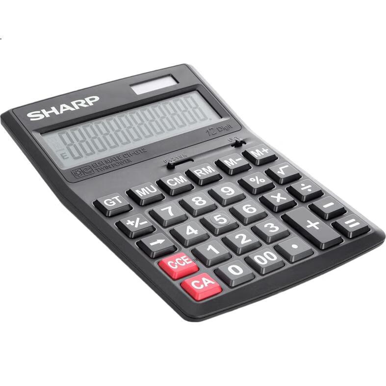 Калькулятор SHARP CH-G12, настольный, 12-разрядный, двойное питание (солнечное + батарея), черный