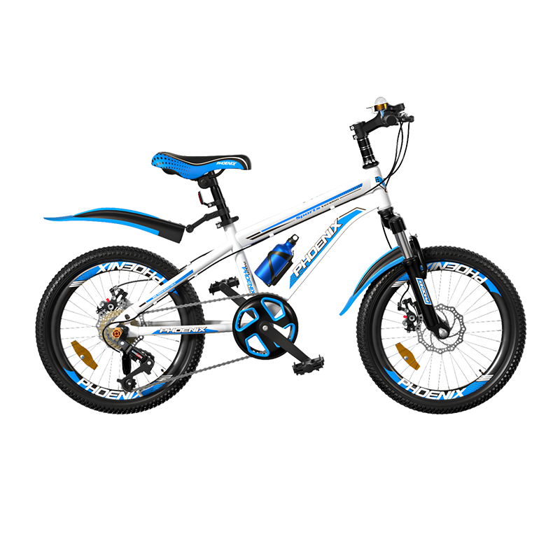 Phoenix Children's Mountain Bike, Student Bicycle, Pedal Bike for Ages 6-12 Kids' Bike, Badao Model, White And Blue Color, 24 Inches