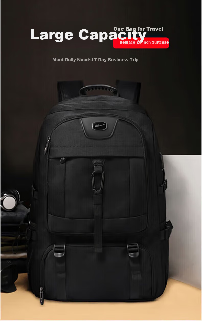 Huili Backpack for Men, Extra Large Capacity Travel Bag, Casual Outdoor Self-Driving Business Trip Luggage Hiking Bag, Student Schoolbag 4
